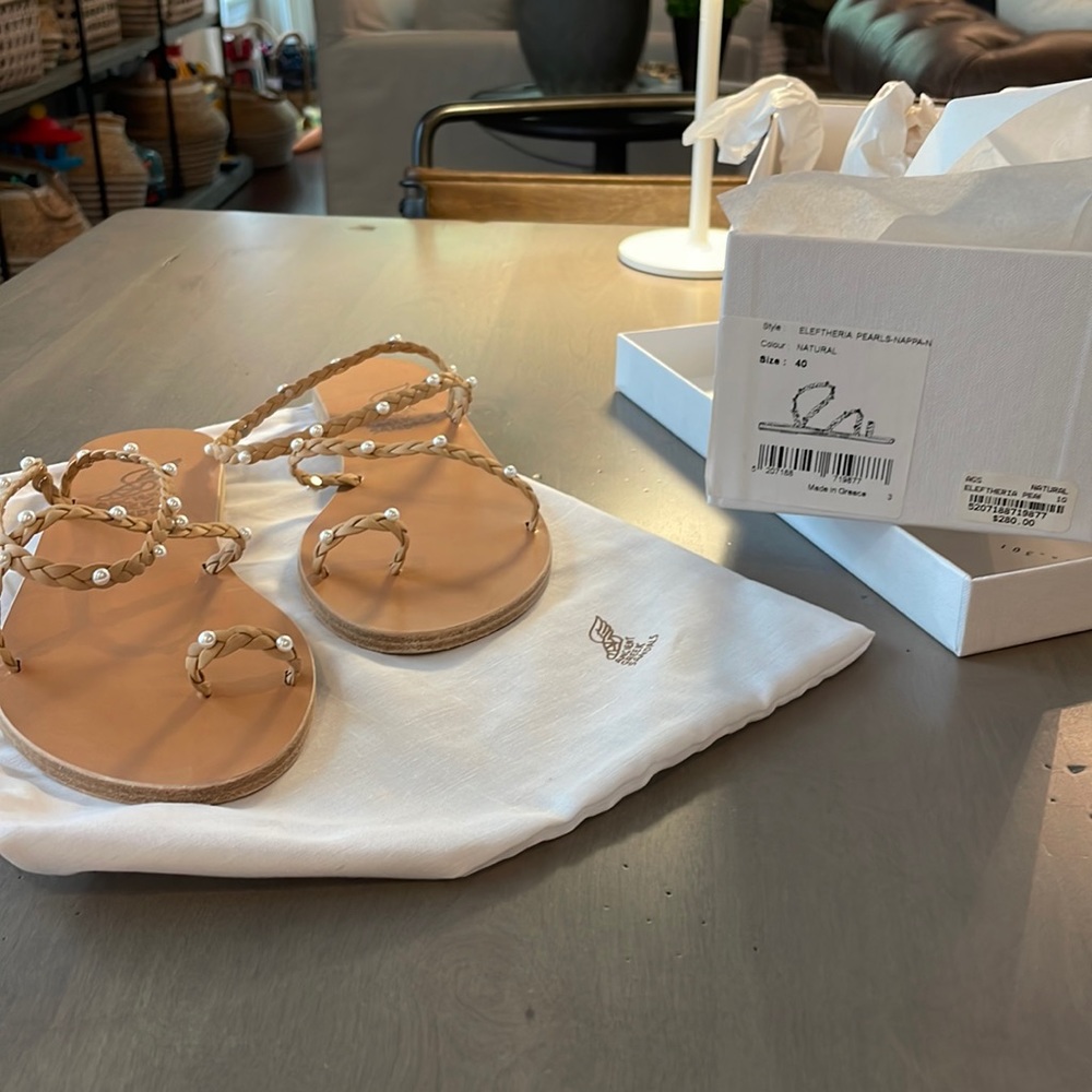 Ancient Greek Eleuthera Pearl Sandals Size 40 (NWT)